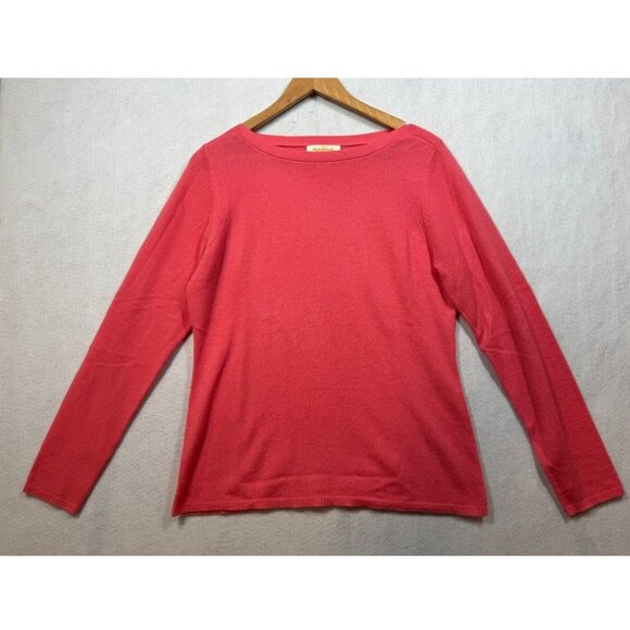 Peck & Peck 100% Cashmere Sweater 2 Ply Coral Pink Boat Neck Women's Large L - Picture 1 of 4